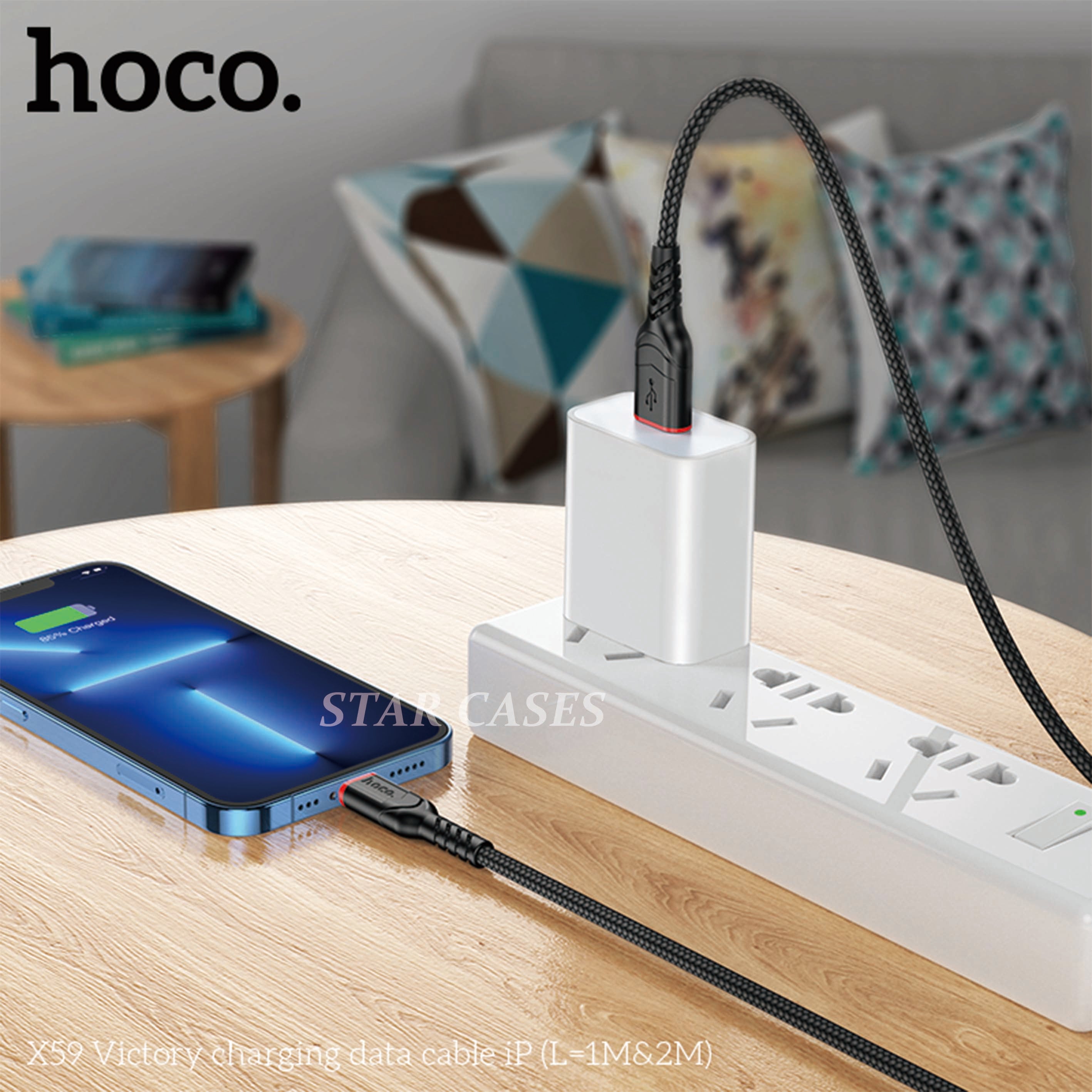 Hoco X59 Lighting to USB 2 Metre Anti-Bending Fast Charging Cable Hoco X59 Lighting to USB 2 Metre Anti-Bending Fast Charging Cable
